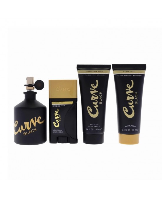 Curve black 4 pcs set for men: 4.2 eau de cologne spray + 3.4 after shave balm + 3.4 shower gel + 1.7 deodorant stick