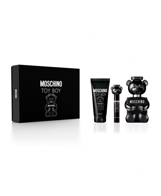 Moschino toy boy 3 pcs set: 3.4 eau de parfum spray + 0.3 eau de parfum spray + 3.4 body gel