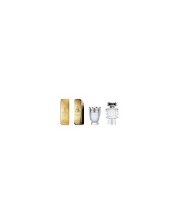 Paco rabanne 4 pcs mini set for men: one million 0.17 eau de toilette + one million elixir 0.17 parfum intense + invictus 0.17 eau de toilette + phantom 0.17 eau de toilette Paco rabanne 4 pcs mini set for men: one million 0.17 eau de toilette + one million elixir 0.17 parfum intense + invictus 0.17 eau de toilette + phantom 0.17 eau de toilette