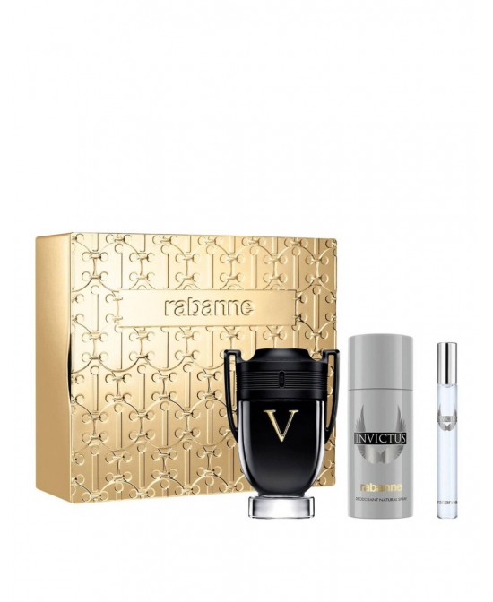 Paco rabanne invictus victory extreme 3 pcs set for men: 3.4 eau de parfum spray + 5.1 deodorant spray + 0.34 eau de toilette spray