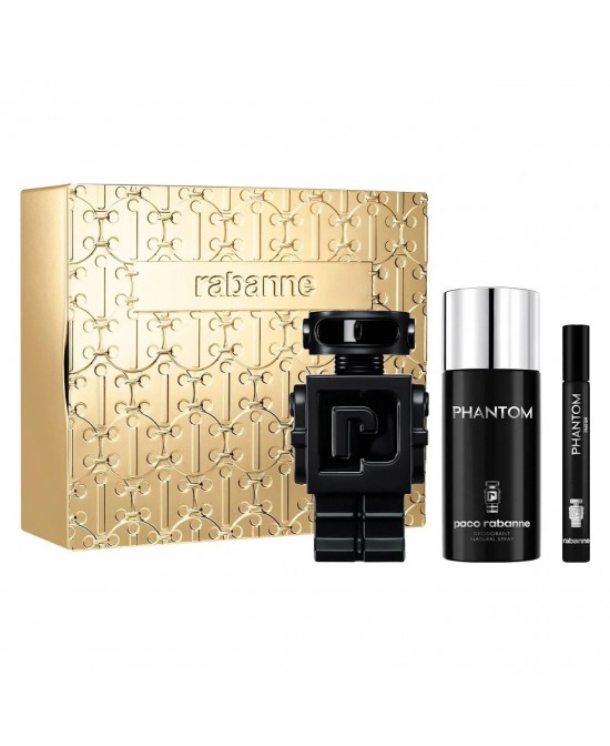 Paco rabanne phantom parfum 3 pcs set for men: 3.4 parfum spray + 5.1 deodorant spray + 0.34 parfum spray