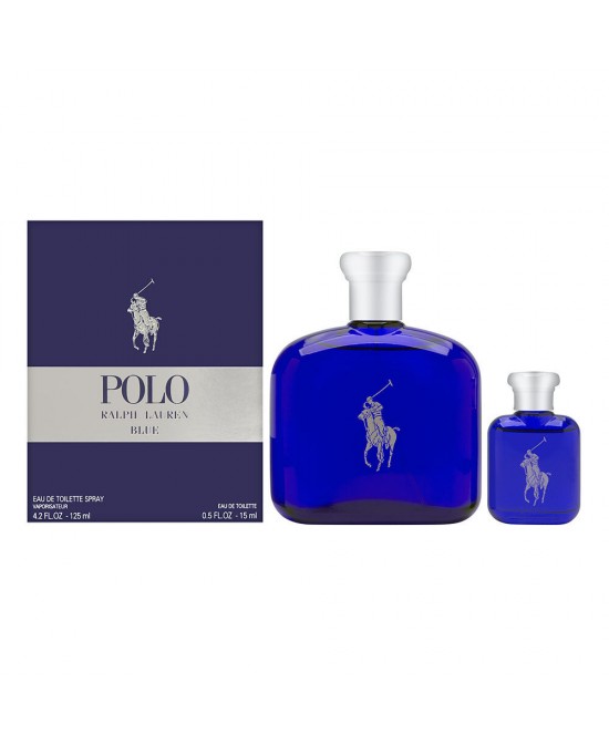 Polo blue 2 pcs set for men: 4.2 eau de toilette spray + 0.5 oz eau de toilette