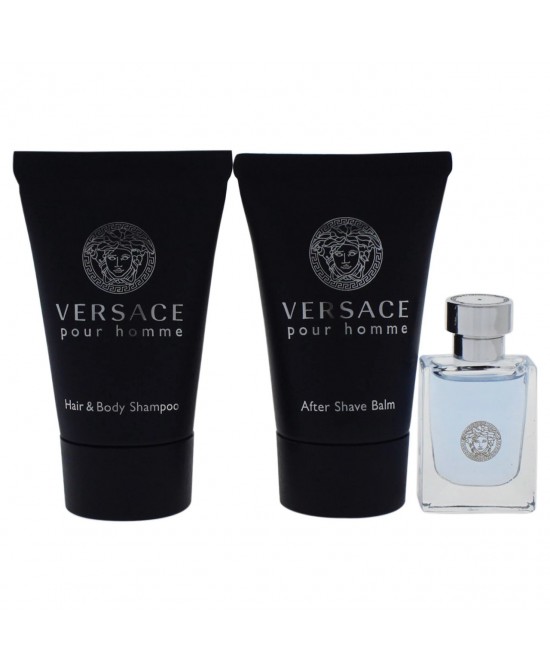 Versace pour homme 3 pcs set: 0.17 eau de toilette + 0.8 shampoo + 0.8 after shave balm